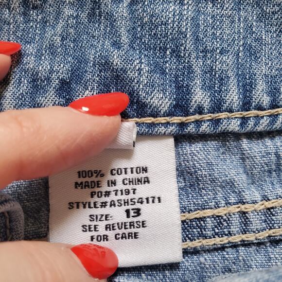 y2k Denim Micro Skirt Womens Size 13 Blue Distressed Frayed Hem Jean Y2K TVD - Picture 4 of 7